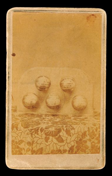 CDV 66W 1866 Wapellos of Rock Island Illinois Cartes De Viste 13 Baseballs On Table.jpg